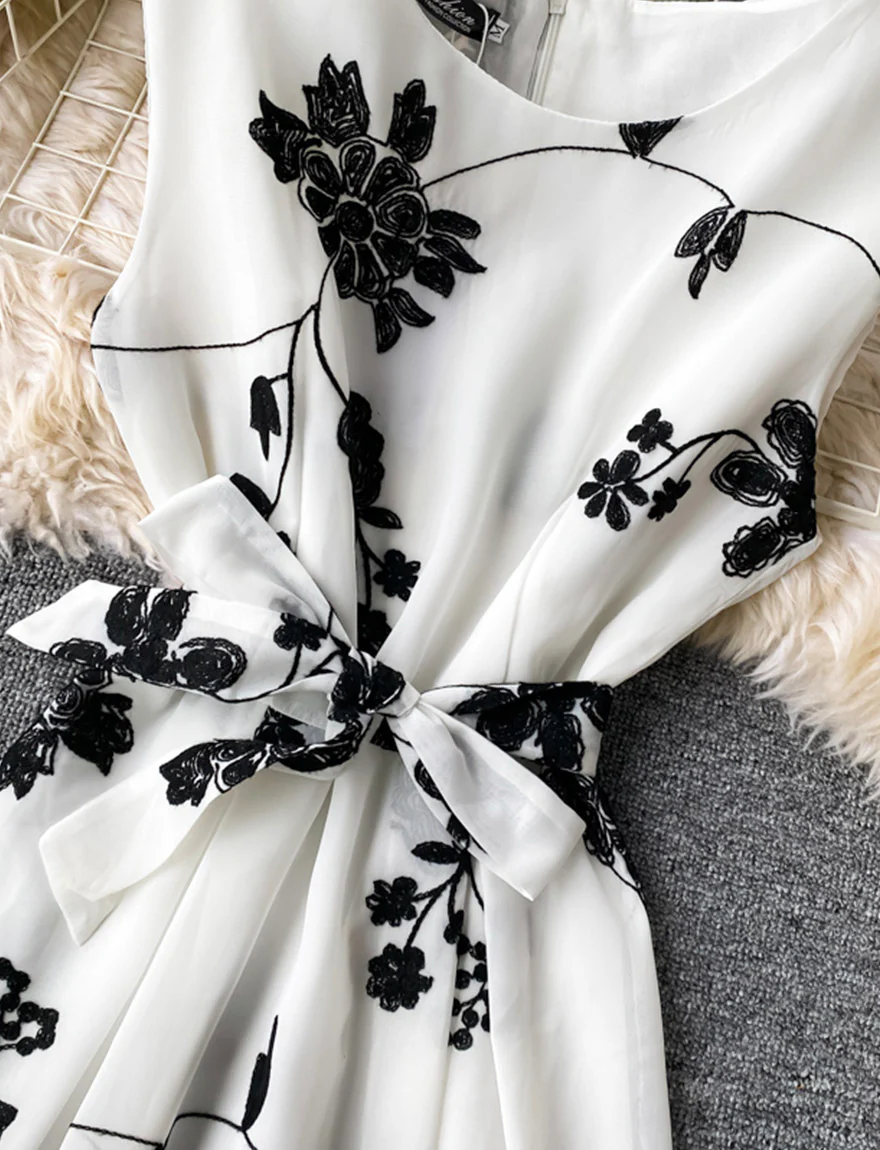 A line flowers short dress summer dress 037 - Image 3