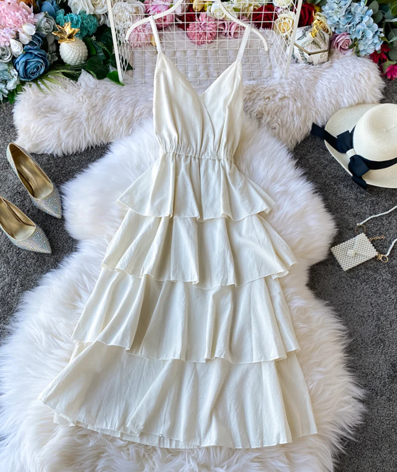 A line v neck backless dress women's dress 054 - Image 4