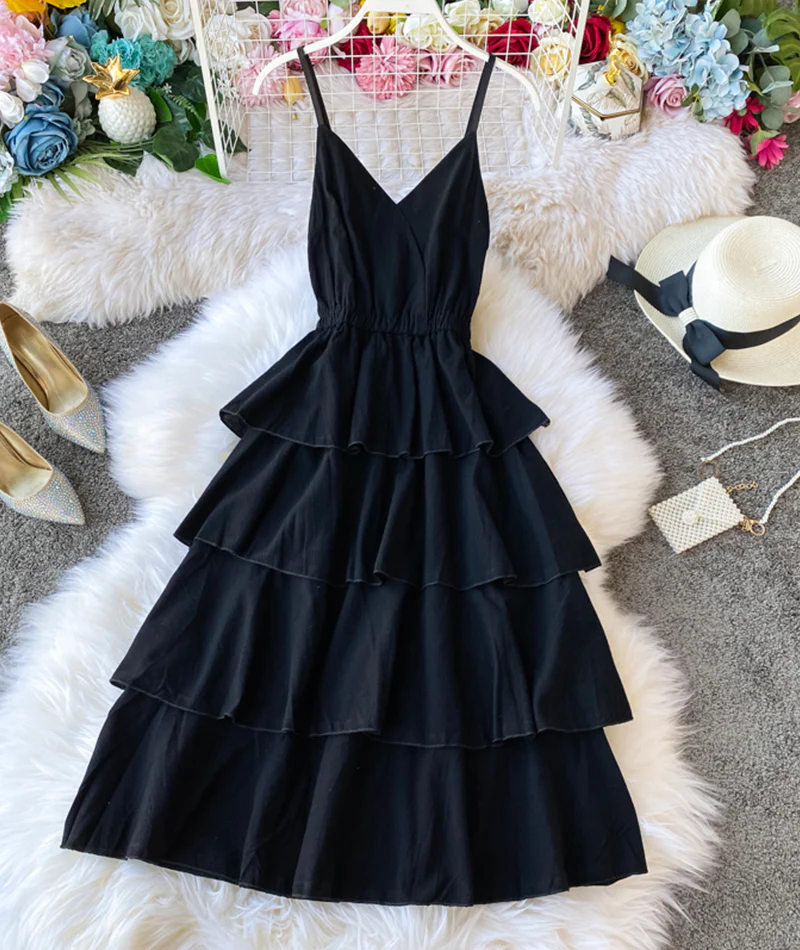 A line v neck backless dress women's dress 054 - Image 5