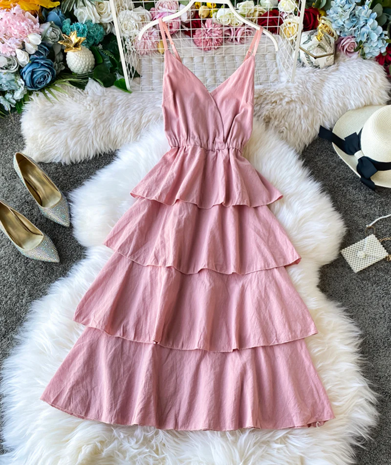 A line v neck backless dress women's dress 054 - Image 6