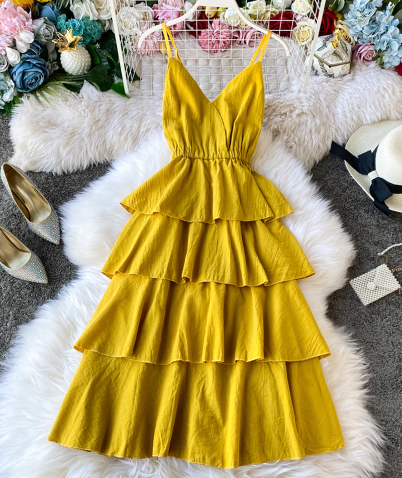 A line v neck backless dress women's dress 054 - Image 7