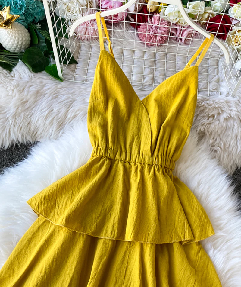 A line v neck backless dress women's dress 054 - Image 8