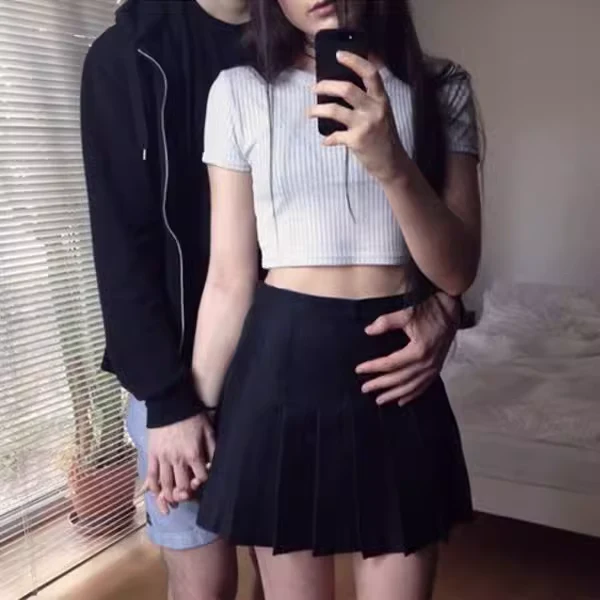 American retro high-waist slim pleated skirt with safety pants P349 - Image 7