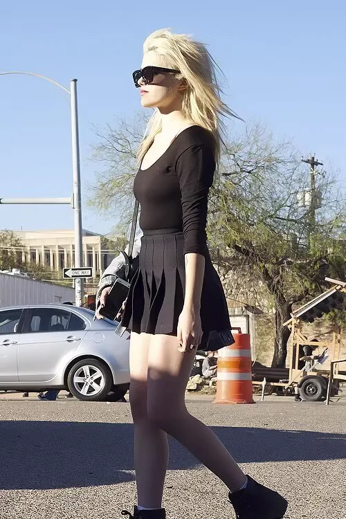 American retro high-waist slim pleated skirt with safety pants P349 - Image 9