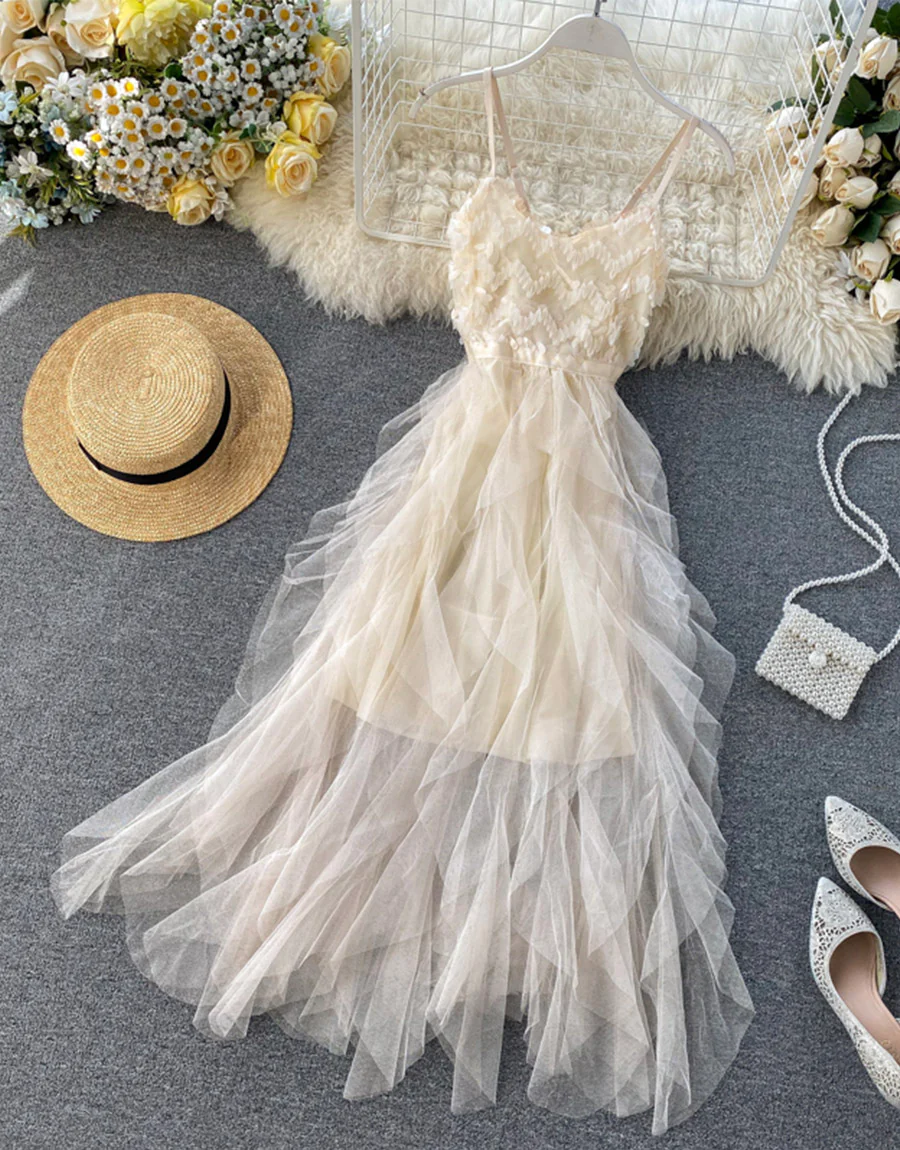 Champagne tulle sequins dress summer dress 040 - Image 3