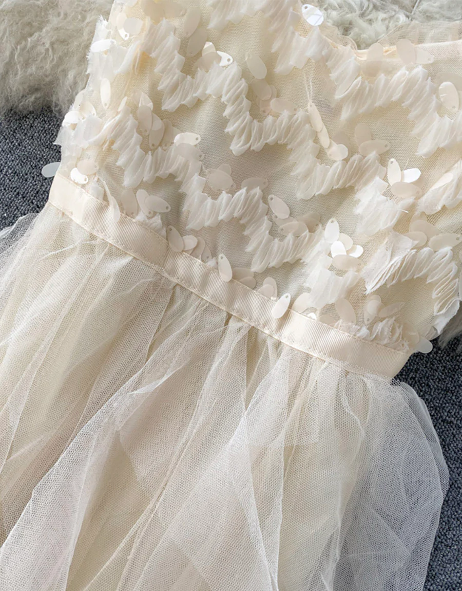 Champagne tulle sequins dress summer dress 040 - Image 5
