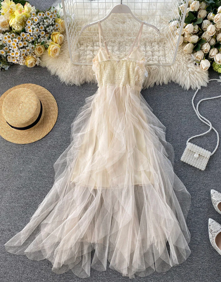 Champagne tulle sequins dress summer dress 040 - Image 7