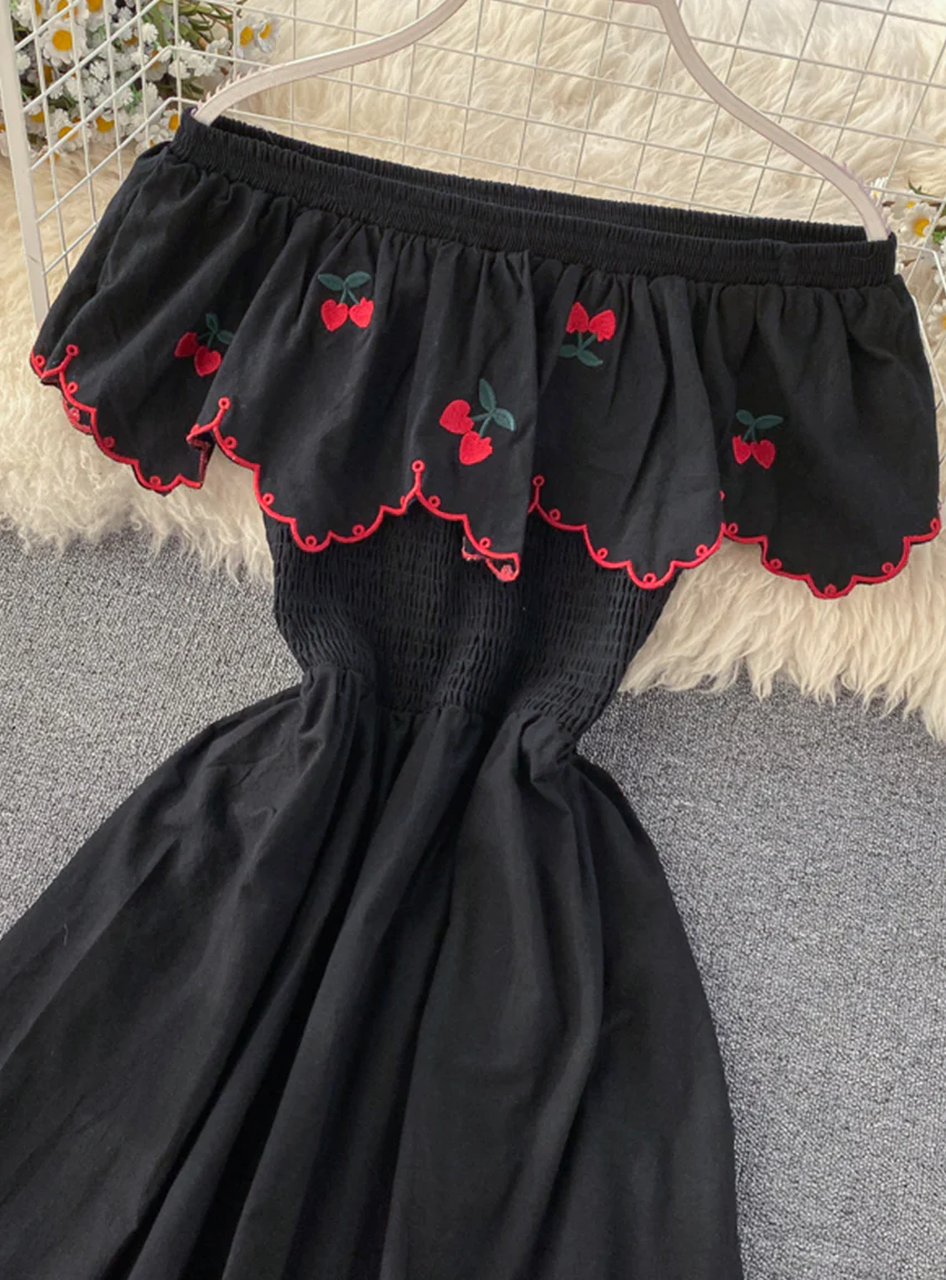 Cute A line cherry dress fashion girl dress 031 - Image 10