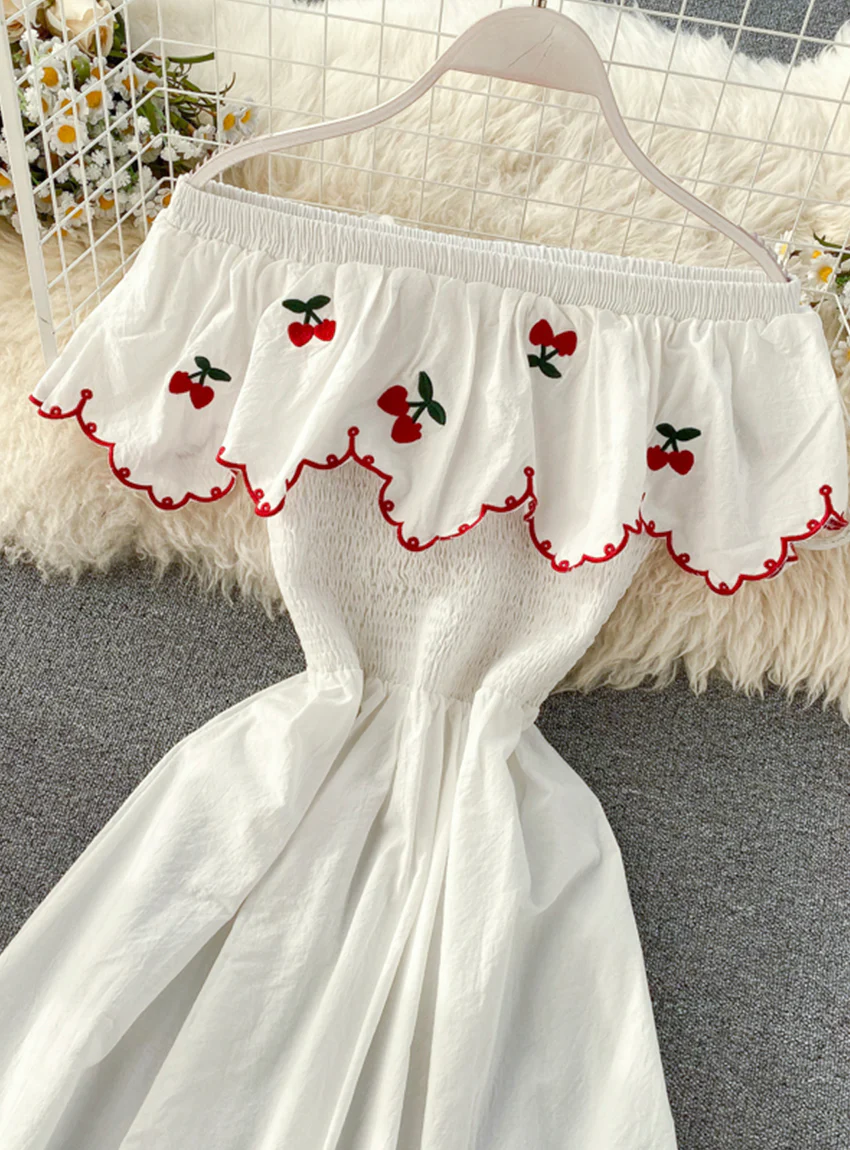 Cute A line cherry dress fashion girl dress 031 - Image 4