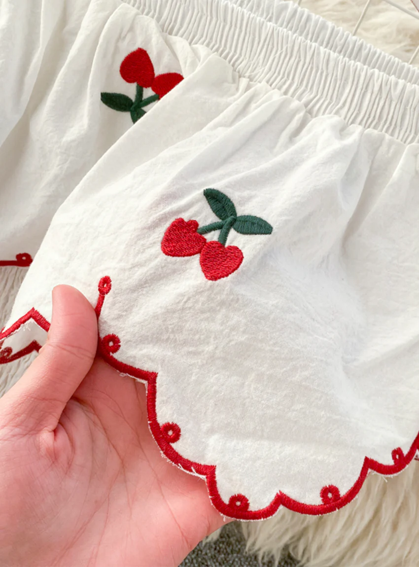 Cute A line cherry dress fashion girl dress 031 - Image 5