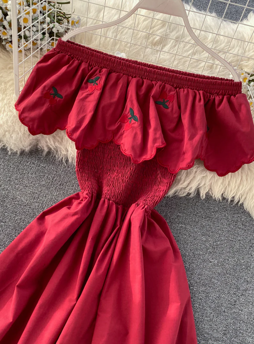 Cute A line cherry dress fashion girl dress 031 - Image 7