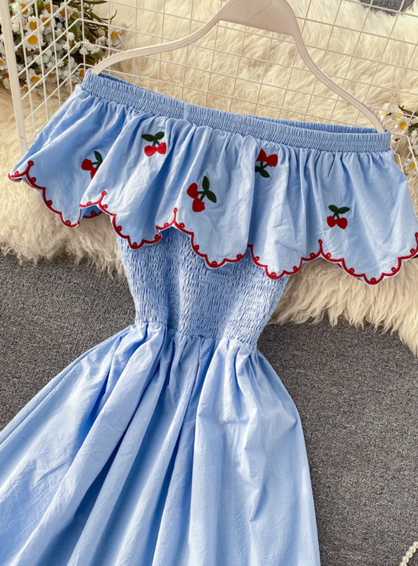 Cute A line cherry dress fashion girl dress 031 - Image 8