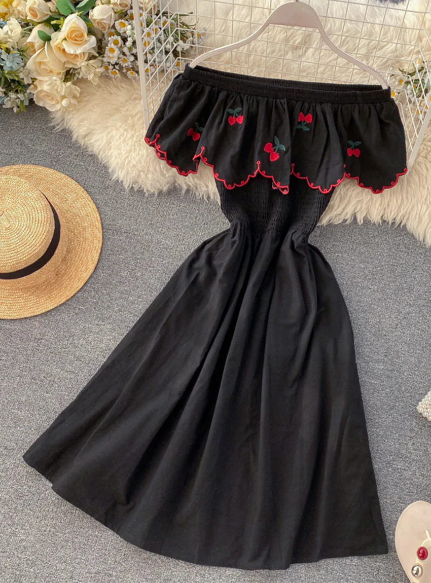 Cute A line cherry dress fashion girl dress 031 - Image 9