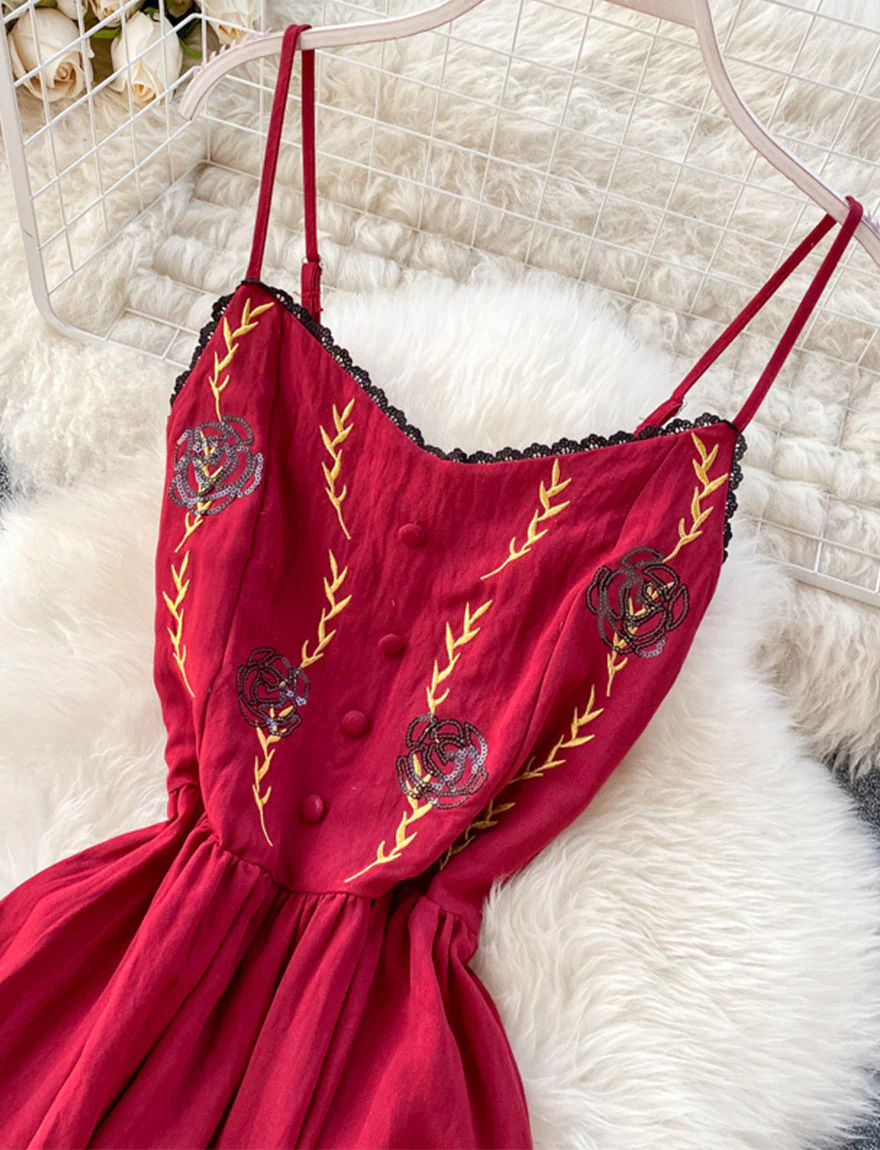 Cute A line embroidery dress girl dress 035 - Image 7