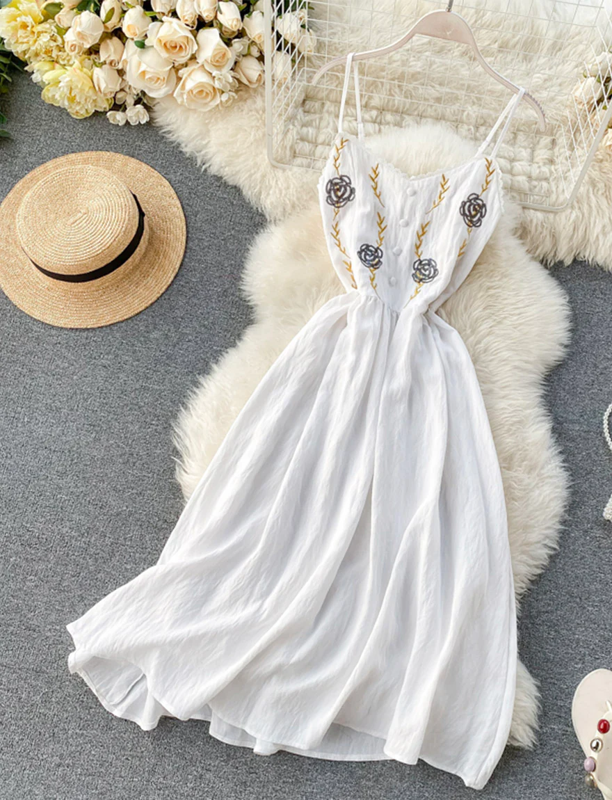 Cute A line embroidery dress girl dress 035 - Image 8