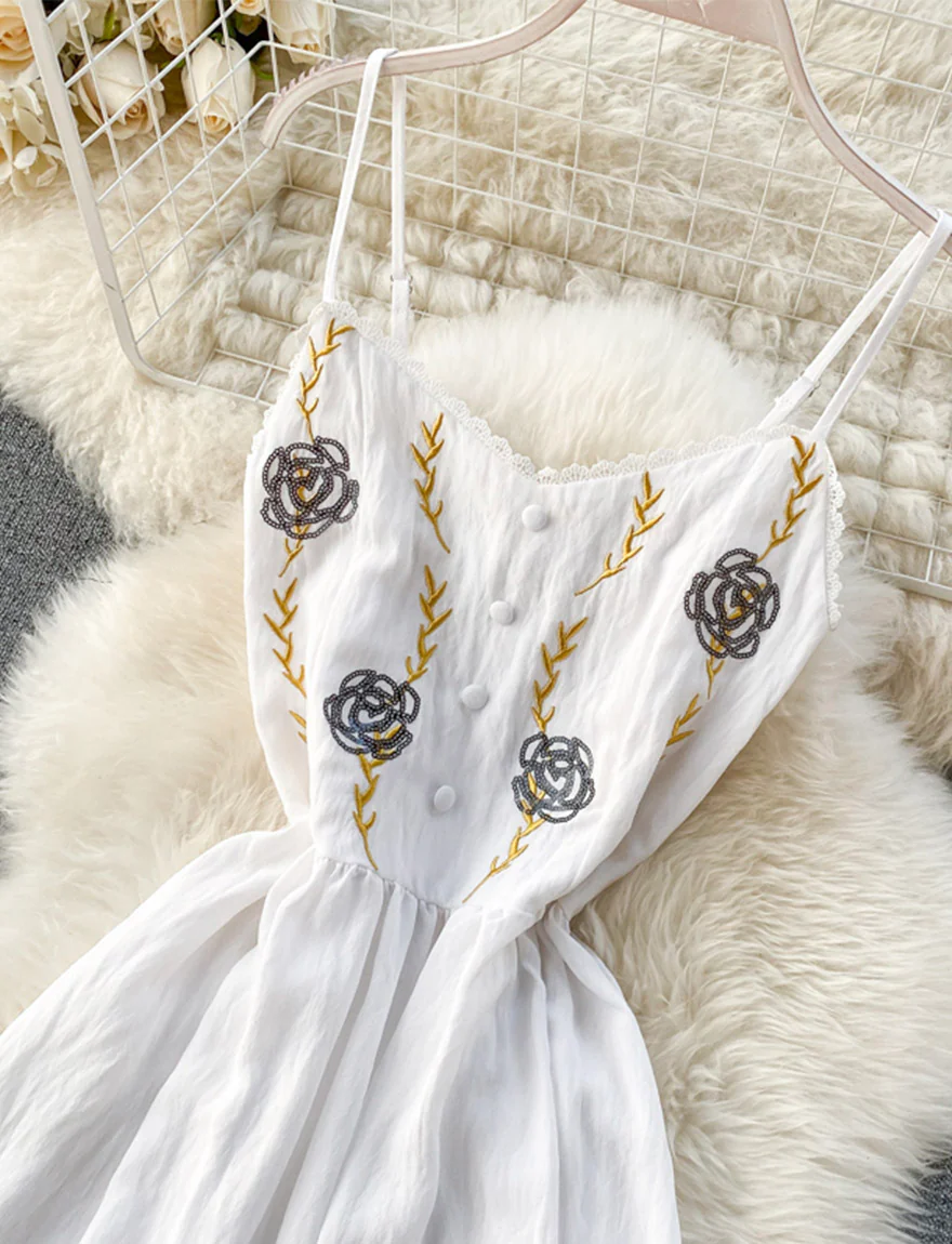 Cute A line embroidery dress girl dress 035 - Image 9