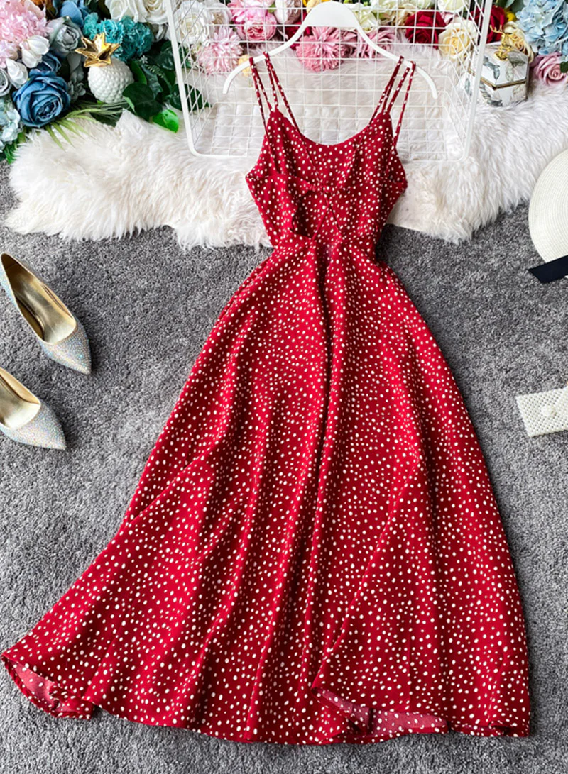 Cute A line polka dot dress summer dress 042 - Image 6