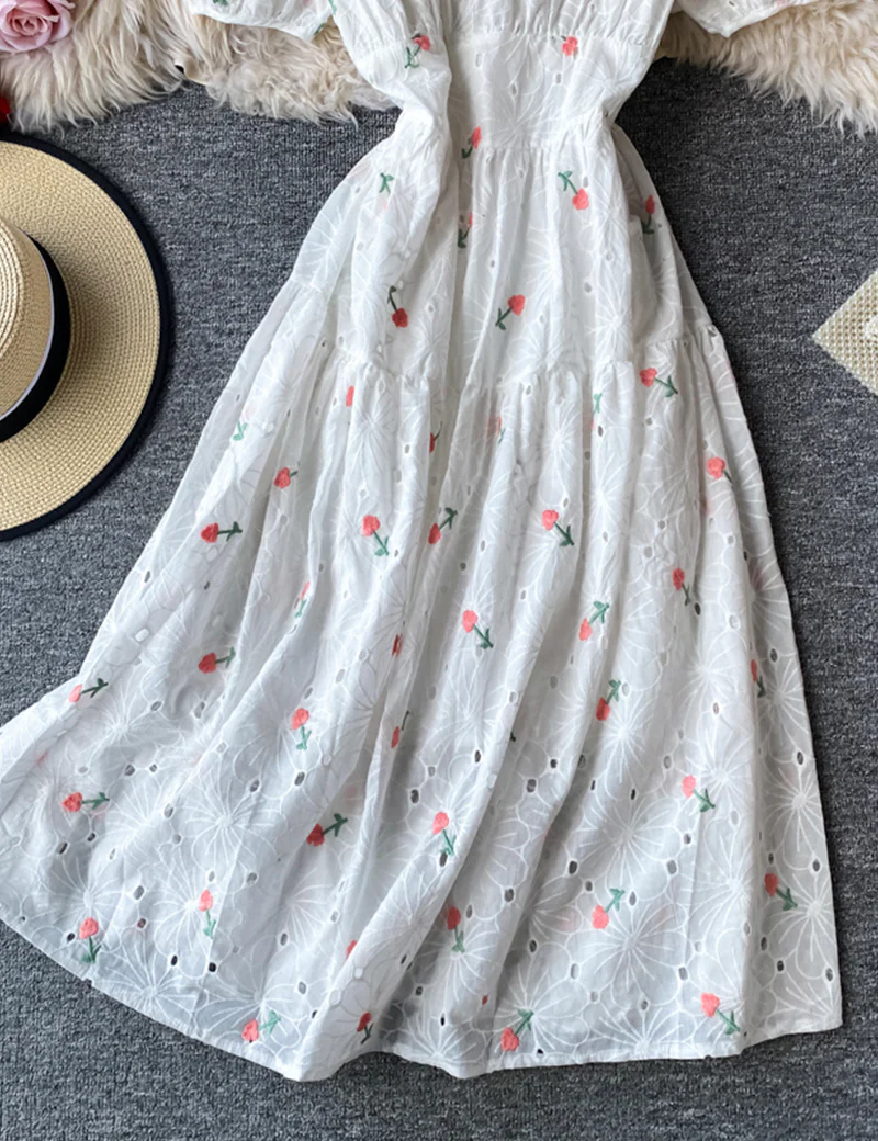 Cute loose white embroidery dress 056 - Image 7