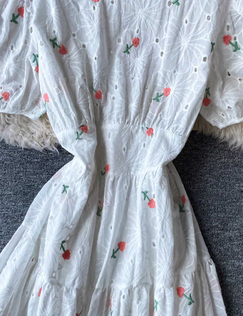 Cute loose white embroidery dress 056 - Image 8