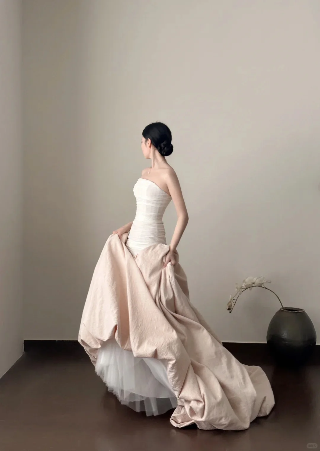 Elegant And Retro Pink And White Irregular Tulle Long Prom Dress Evening Dress Wedding DressP4026 - Image 3