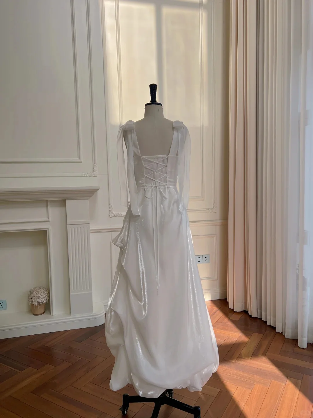 Elegant And Simple White Bud Square Neck Suspender Satin Prom Dress Evening Dress Bridesmaid Dress P4048 - Image 3