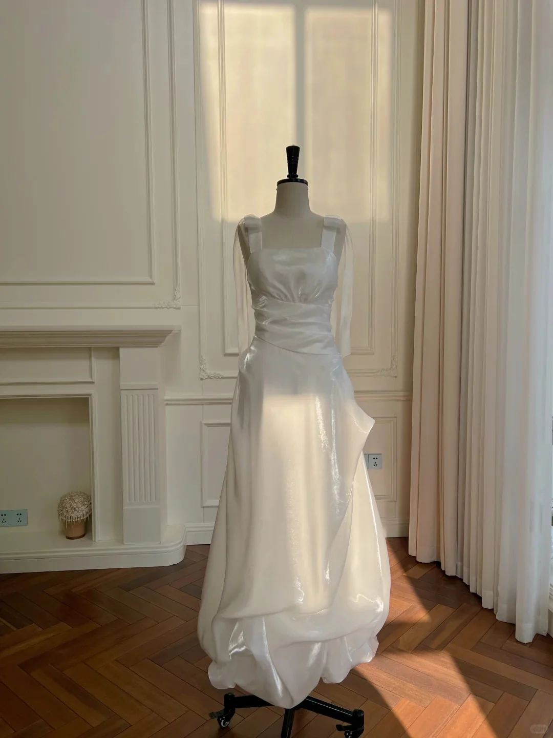 Elegant And Simple White Bud Square Neck Suspender Satin Prom Dress Evening Dress Bridesmaid Dress P4048 - Image 5