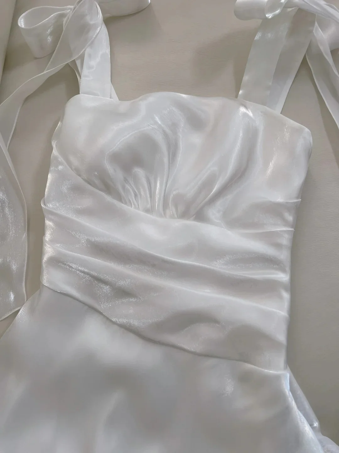 Elegant And Simple White Bud Square Neck Suspender Satin Prom Dress Evening Dress Bridesmaid Dress P4048 - Image 8