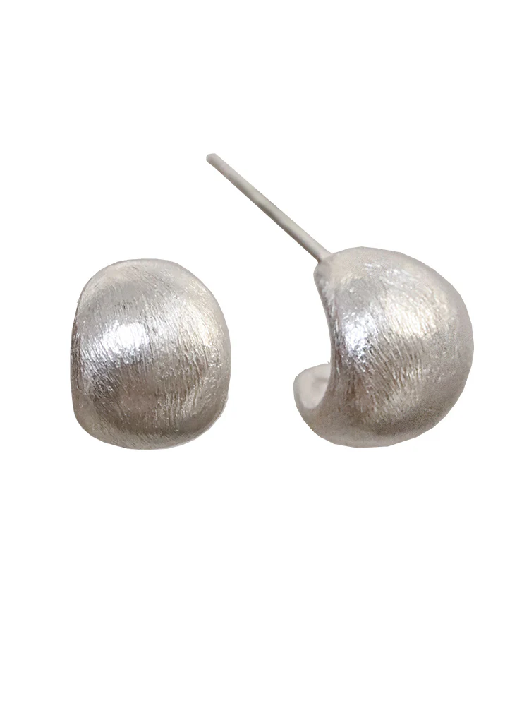 Frosted earrings women's sterling silver niche design high-end silver earrings temperament hypoallergenic earrings e007 - Image 4