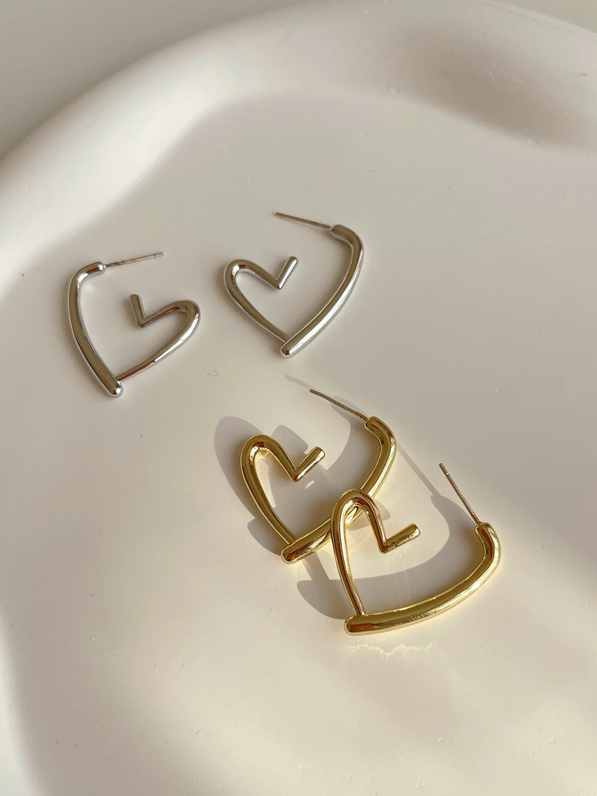 Heart Earrings Square Round Face Earrings Temperament Earrings e014 - Image 4