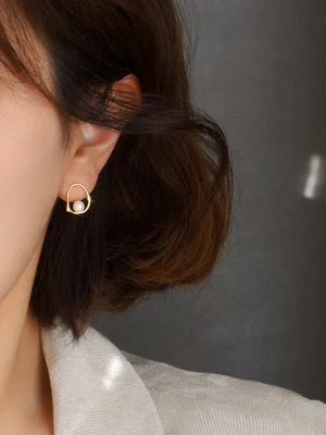 Minimalist Pearl Commuter Stud Earrings Women's Sterling Silver Earrings Daily Versatile Occupational Small Drop Earrings Temperament e002 - Image 3