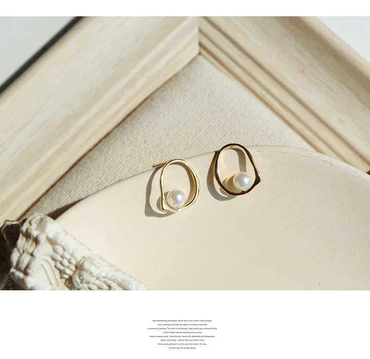 Minimalist Pearl Commuter Stud Earrings Women's Sterling Silver Earrings Daily Versatile Occupational Small Drop Earrings Temperament e002 - Image 5