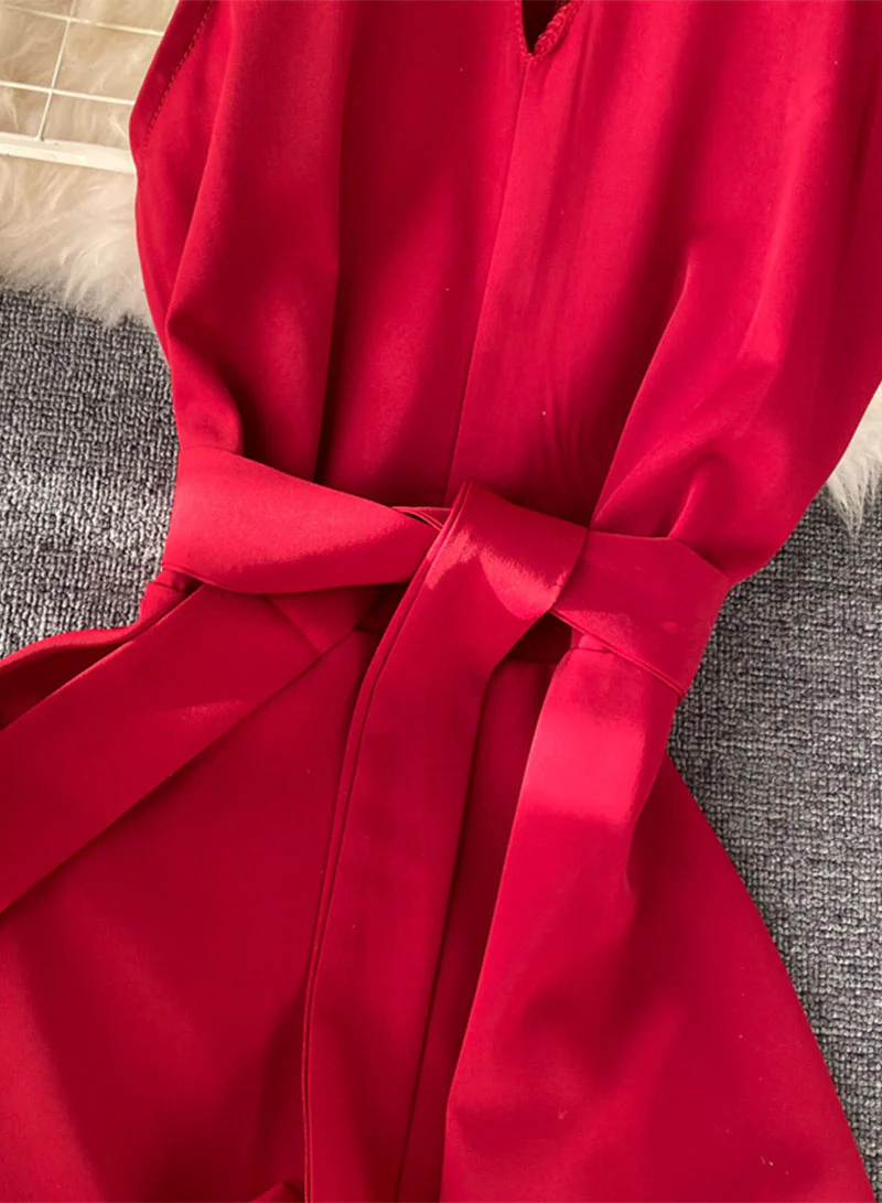 Pink A line chiffon halter dress summer dress 047 - Image 7