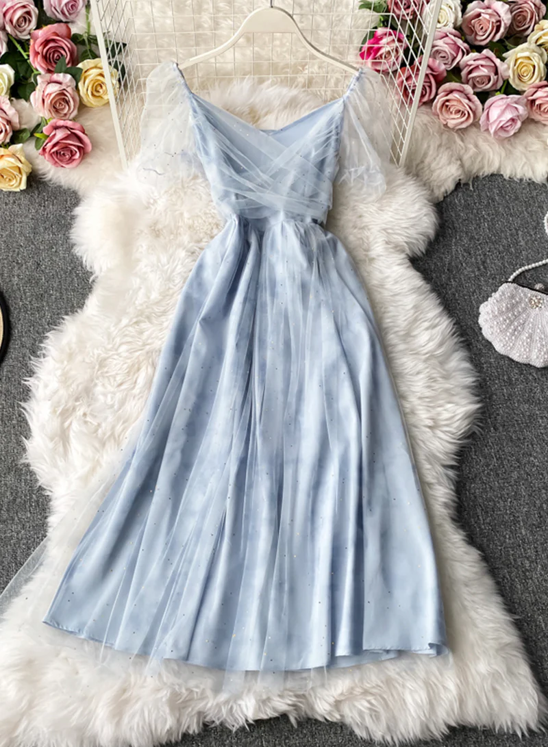 Pink tulle short dress summer dress 055 - Image 4