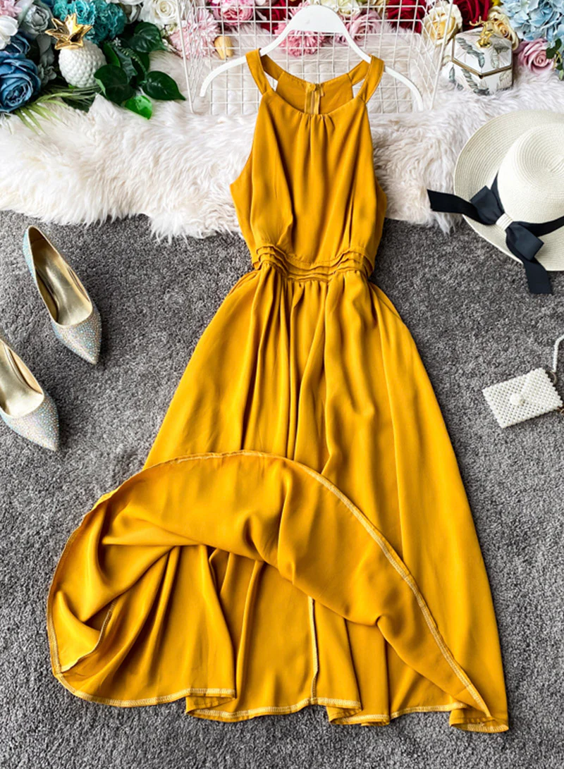 Red A line sleeveless summer dress fashion dress 050 - Image 3