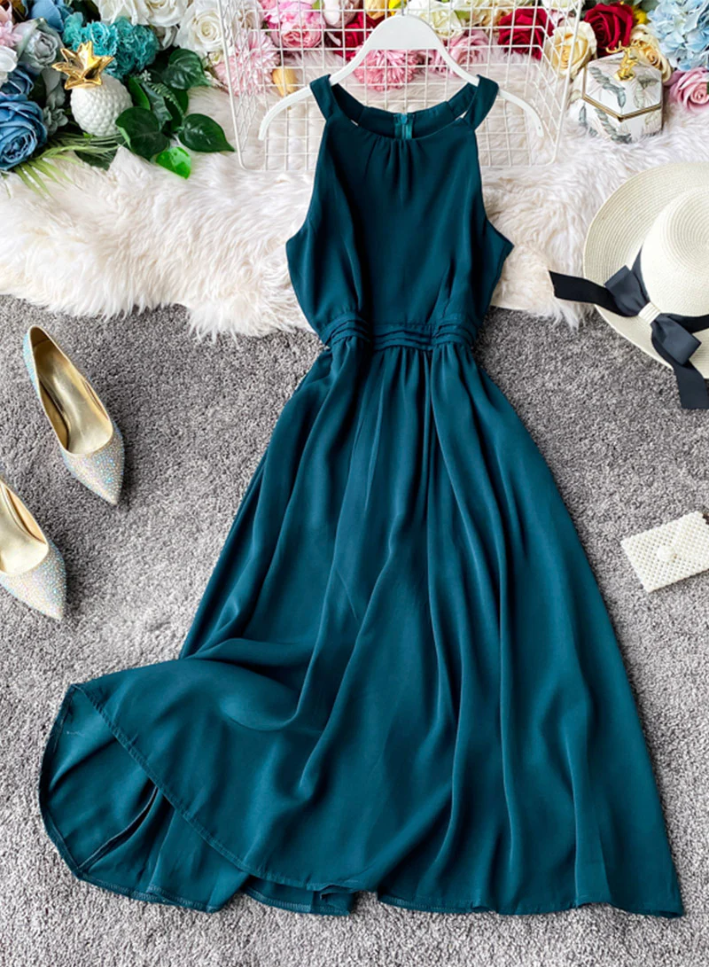 Red A line sleeveless summer dress fashion dress 050 - Image 5