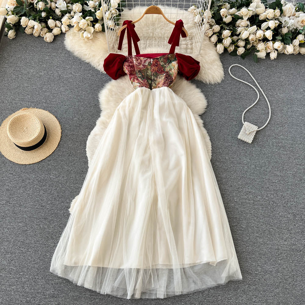 Retro Niche Design Embroidered Suspender Dress Women Dress P084 - Image 3