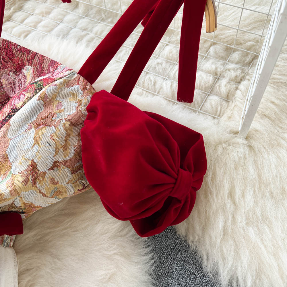 Retro Niche Design Embroidered Suspender Dress Women Dress P084 - Image 4