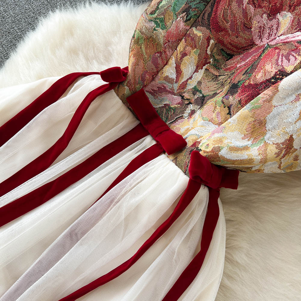 Retro Niche Design Embroidered Suspender Dress Women Dress P084 - Image 6