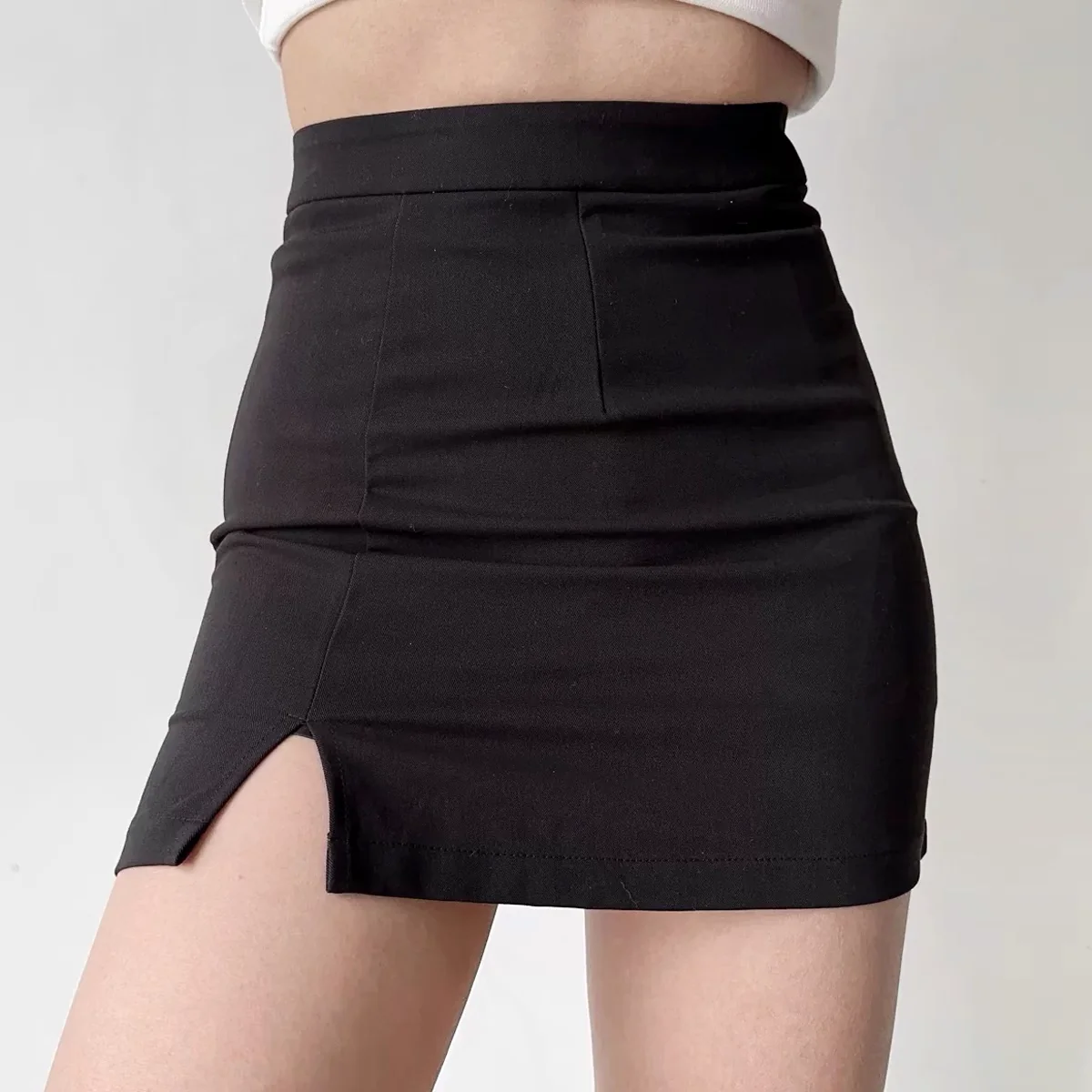 Sexy high-waisted slit hip-covering skirt for women, anti-exposure A-line short skirt, one-step skirt P347 - Image 4
