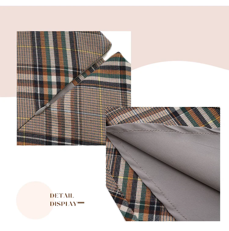 Sexy Maillard High Waist Slim Plaid A-Line Skirt American Retro Hip Cover Skirt for Women P348 - Image 4