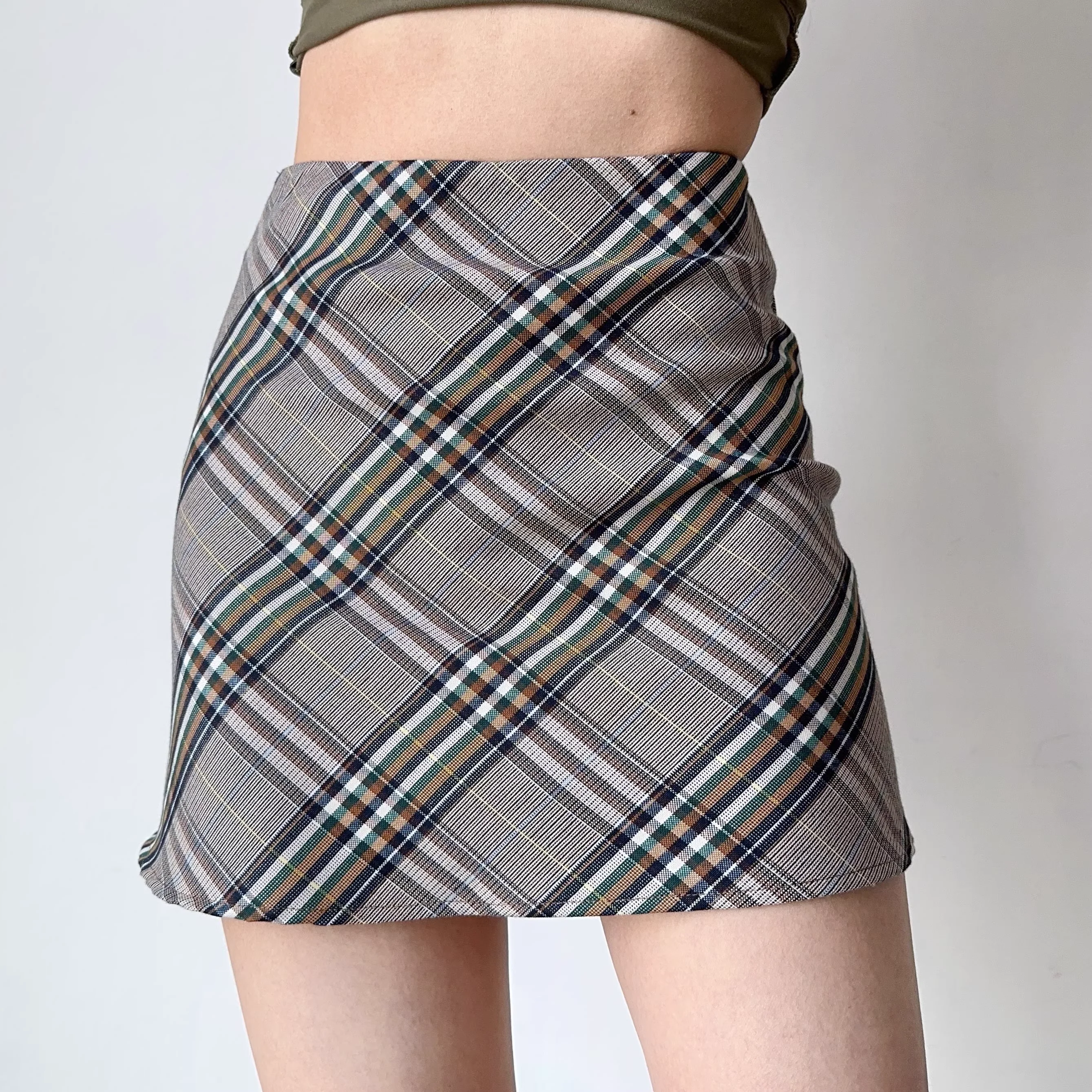 Sexy Maillard High Waist Slim Plaid A-Line Skirt American Retro Hip Cover Skirt for Women P348 - Image 5