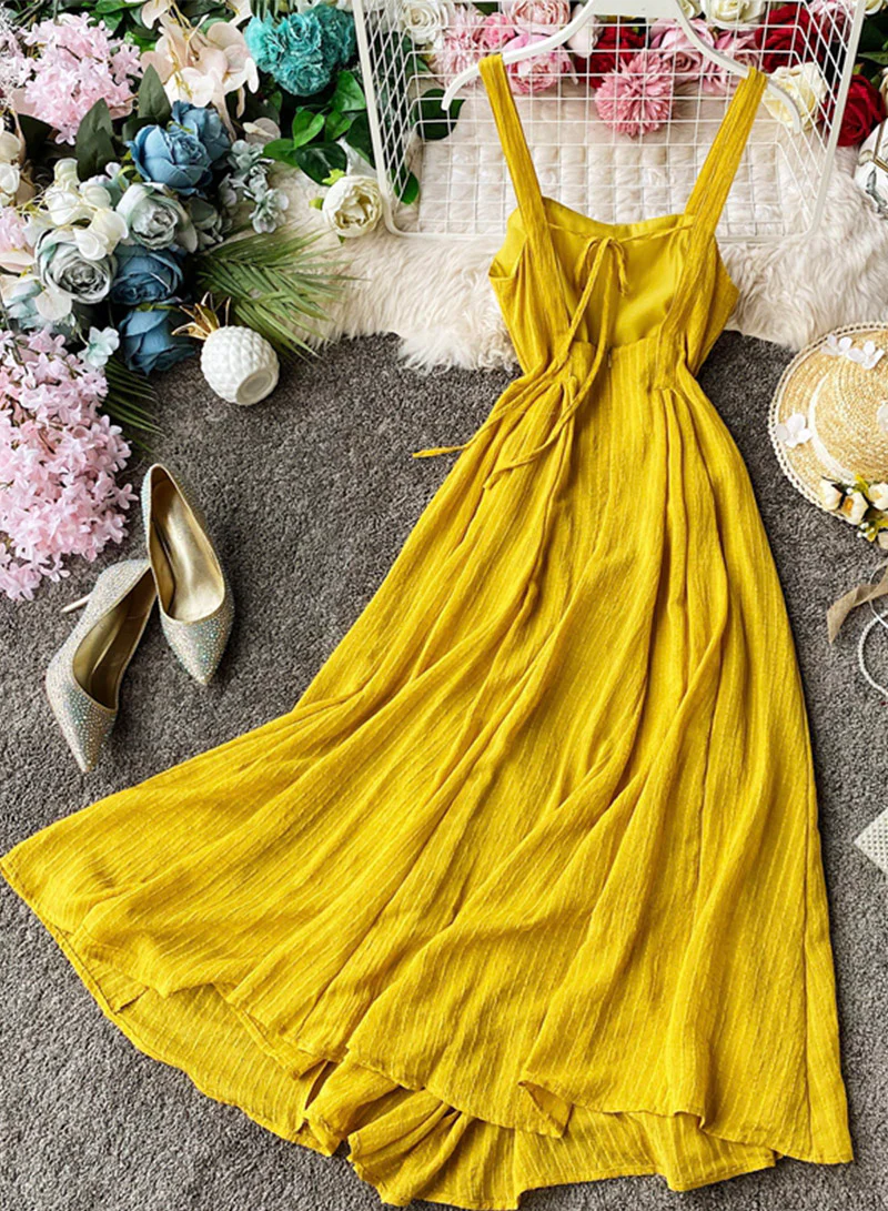 Simple A line backless dress fashion girl dress 041 - Image 4