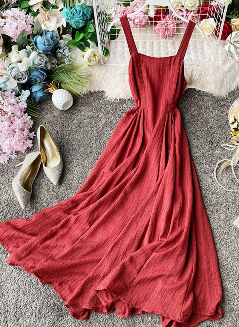 Simple A line backless dress fashion girl dress 041 - Image 8