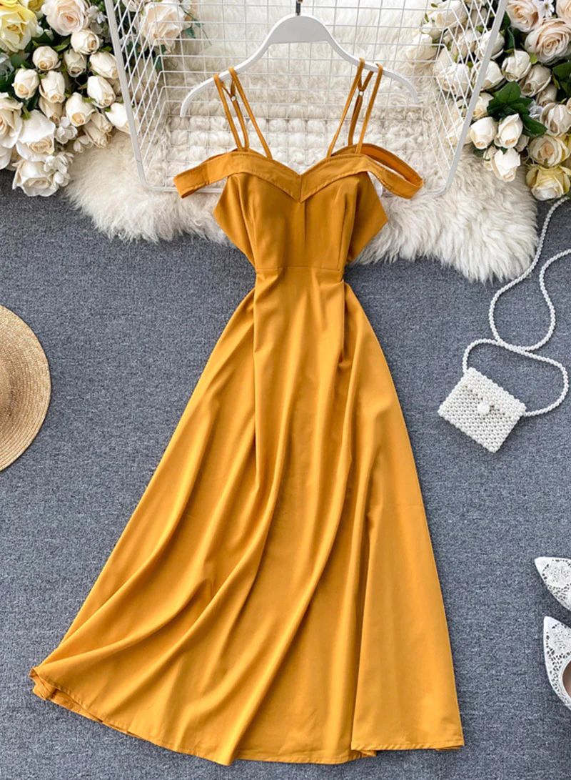 Simple A line off shoulder dress fashion dress 046 - Image 4