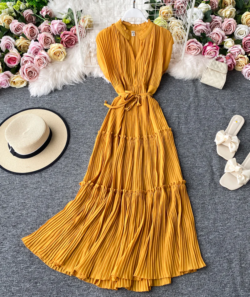 Simple V-neck dress sleeveless dress 051 - Image 3