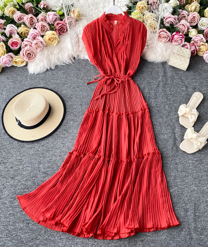 Simple V-neck dress sleeveless dress 051 - Image 9