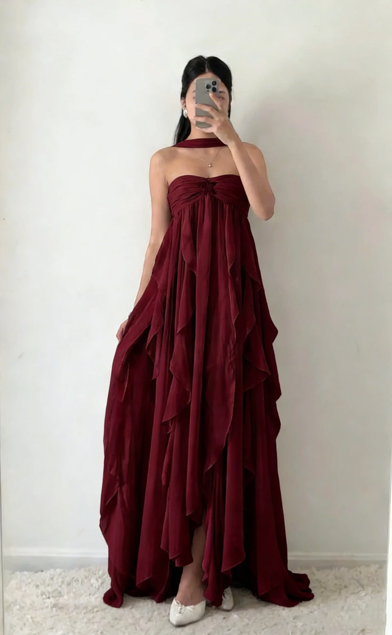 Simple Strapless White Chiffon Prom Dress Sleeveless Evening Dresses P267 - Image 7