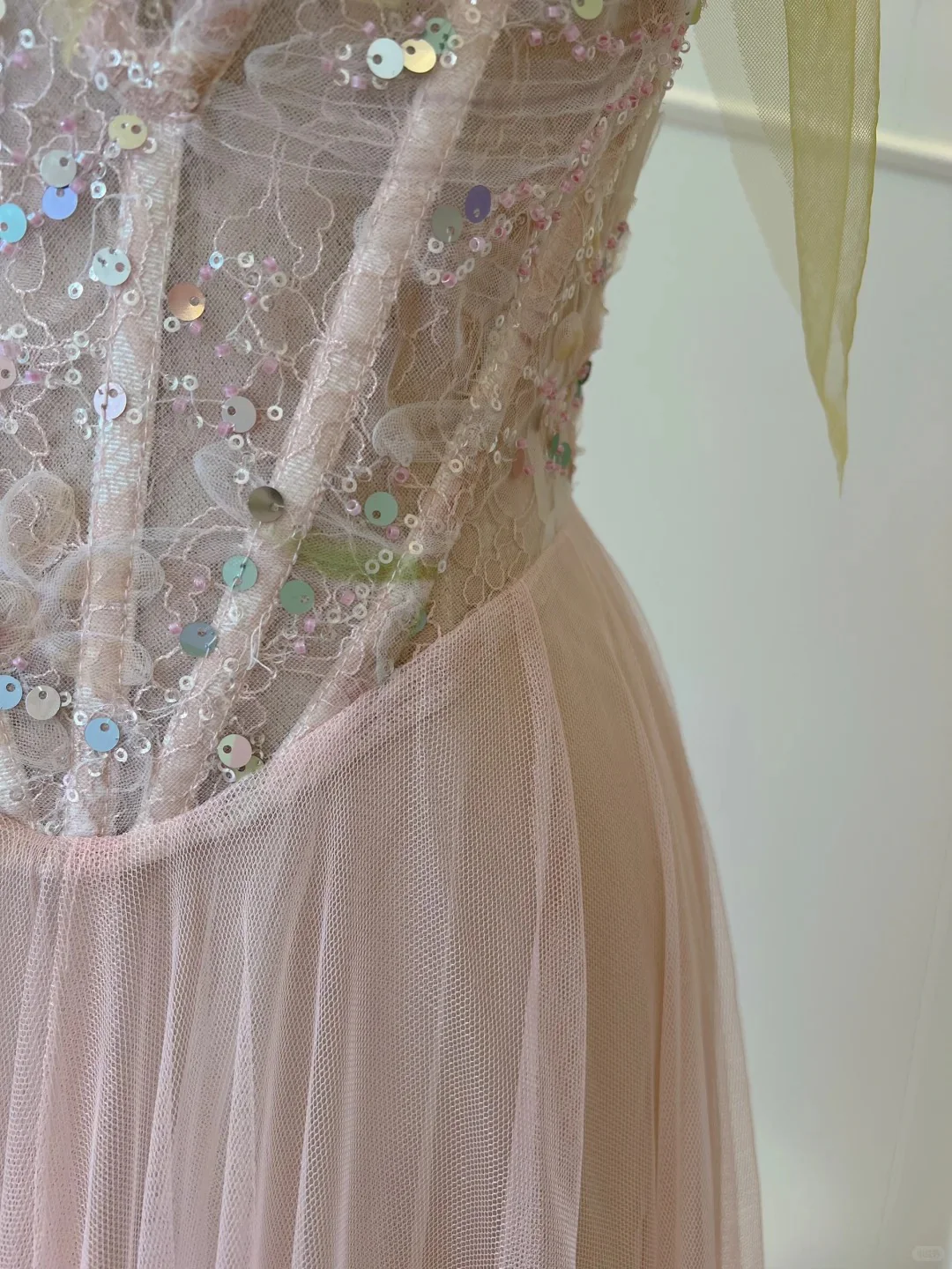 Sweet Pink A-line Suspenders Sequined Tulle Long Prom Dress Evening Dress Bridesmaid Dress P4049 - Image 4