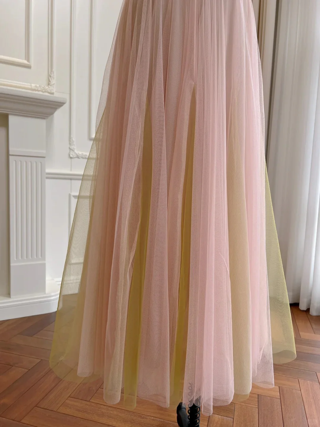 Sweet Pink A-line Suspenders Sequined Tulle Long Prom Dress Evening Dress Bridesmaid Dress P4049 - Image 5