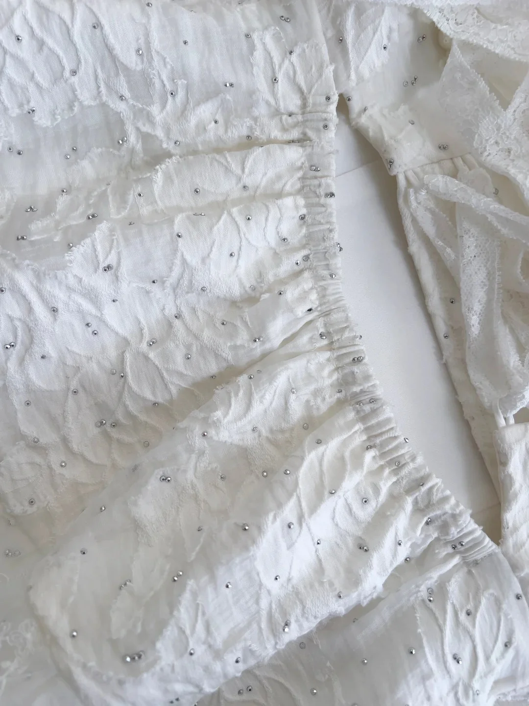 Vintage Gorgeous White Irregular Strap Pearl Lace Prom Dress Evening Dress Bridesmaid Dress P4058 - Image 7